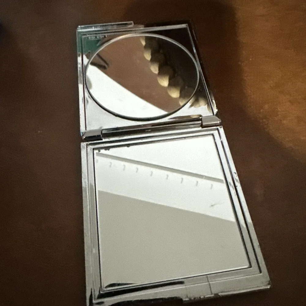 Quality Vintage Compact MIRROR Heavy Silver Plated Hong Kong FLAT